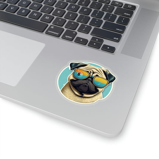 Pug With Sunglasses Kiss-Cut Stickers | Happy Dog Stickers