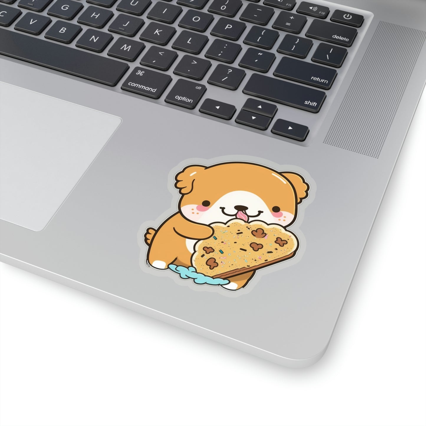 Cute Kawaii Puppy Eats A Cookie Kiss-Cut Stickers | Happy Dog Stickers