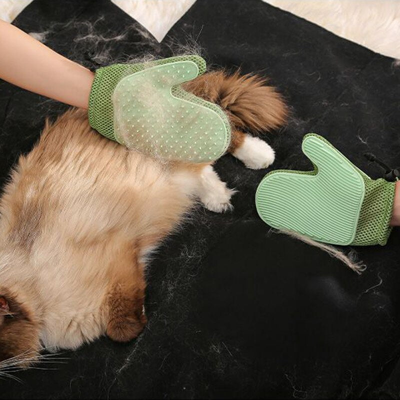 Pet Hair Remover Brush Double-Sided Glove | Cat Health Happy Cat Pet Grooming Product