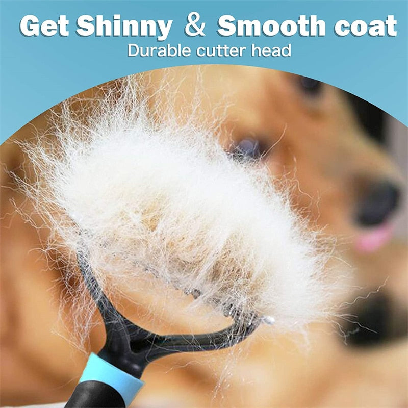 Professional Pet Deshedding Brush 2-Sided Dematting Dog Comb and Cat Brush Rake | Happy Cat Happy Dog
