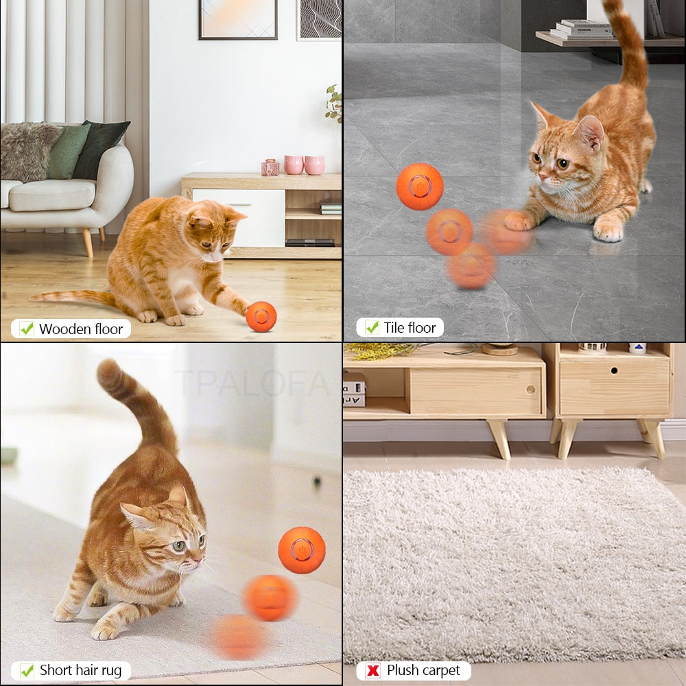 Interactive Bouncing Cat Toy | Self-Moving Rechargeable Cat Toy | Cat Health Happy Cat Toy