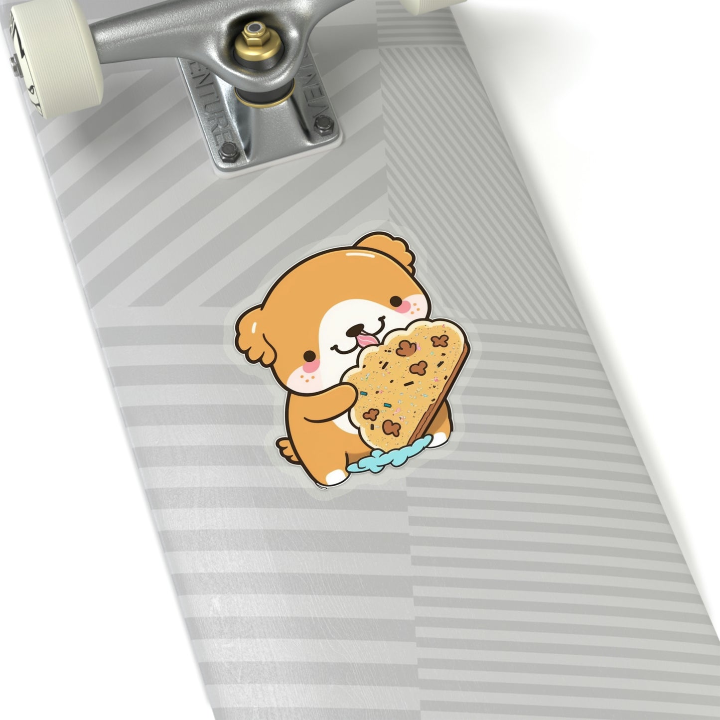 Cute Kawaii Puppy Eats A Cookie Kiss-Cut Stickers | Happy Dog Stickers