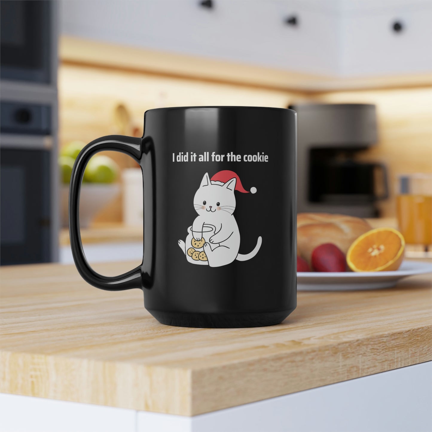 I Did It All For The Cookie Black Mug, 15oz  | Happy Cat Mugs